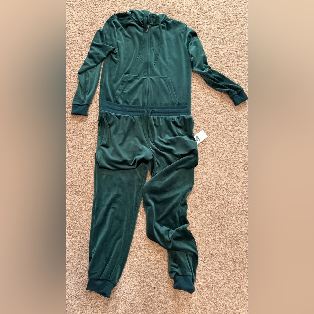 2 Piece Green Velour Track Suit